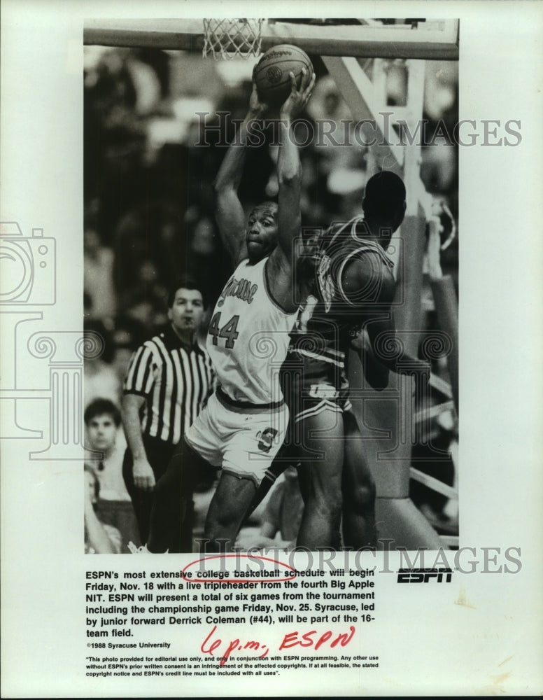 1988 Press Photo Syracuse basketball player Derrick Coleman - sas07120- Historic Images