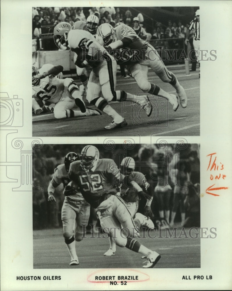 Press Photo Robert Brazile, Houston Oilers Football Player at Game - sas07185- Historic Images