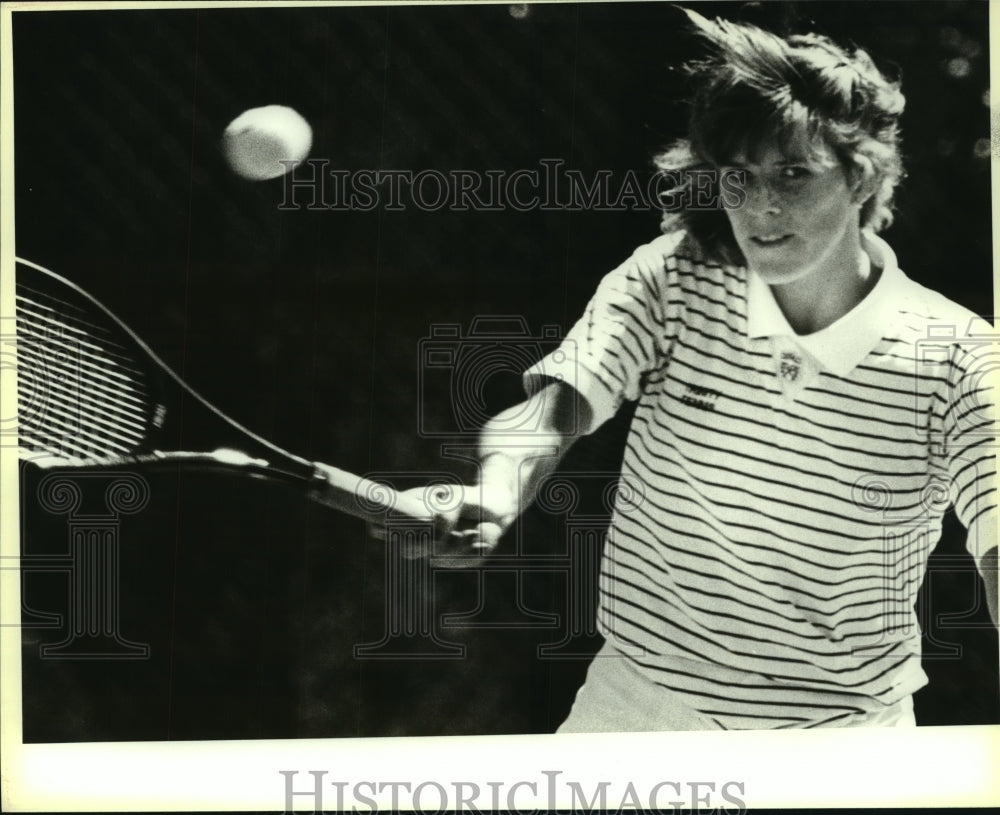 1987 Press Photo Elvyn Barrable, Trinity College Tennis Player at Rice Match- Historic Images