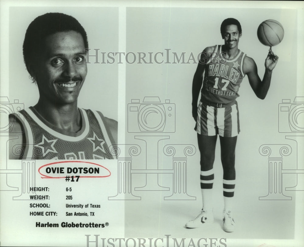 Press Photo Ovie Dotson, Harlem Globetrotters Basketball Player from San Antonio- Historic Images