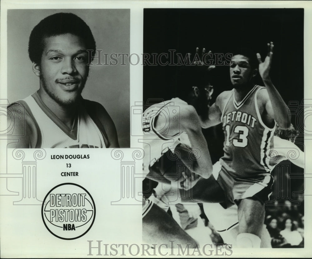 Press Photo Leon Douglas, Detroit Pistons Basketball Player at Game - sas07519- Historic Images