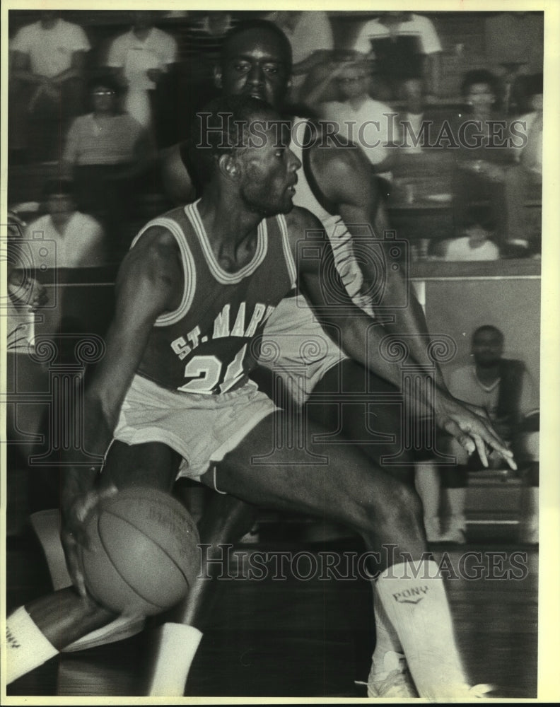 1984 Press Photo St. Mary's basketball player Michael Speight - sas07534- Historic Images