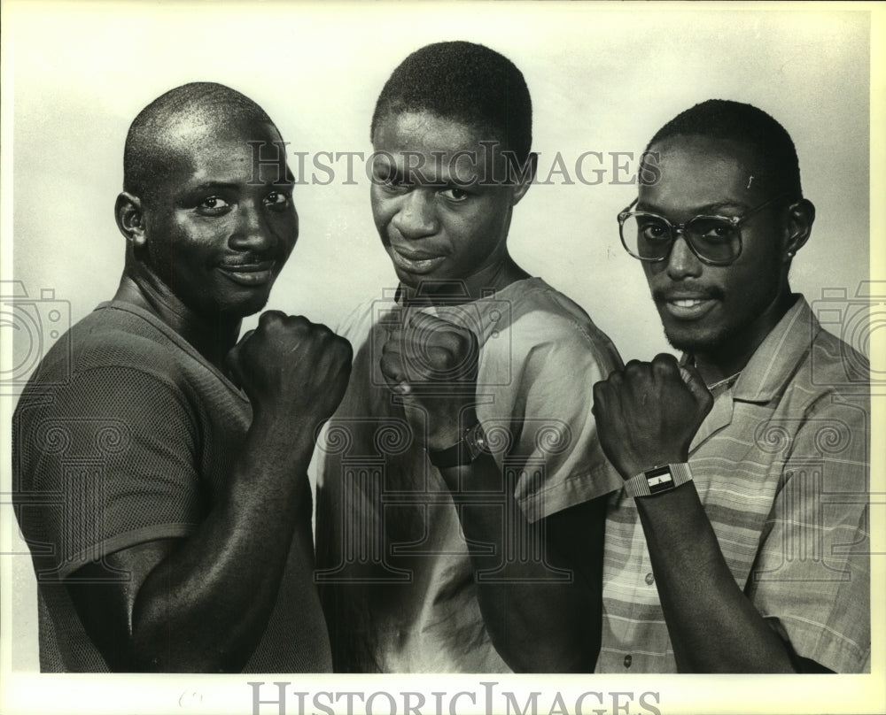 1981 Press Photo Boxers Billy Clay, Michael Adams and Rocco Henderson- Historic Images