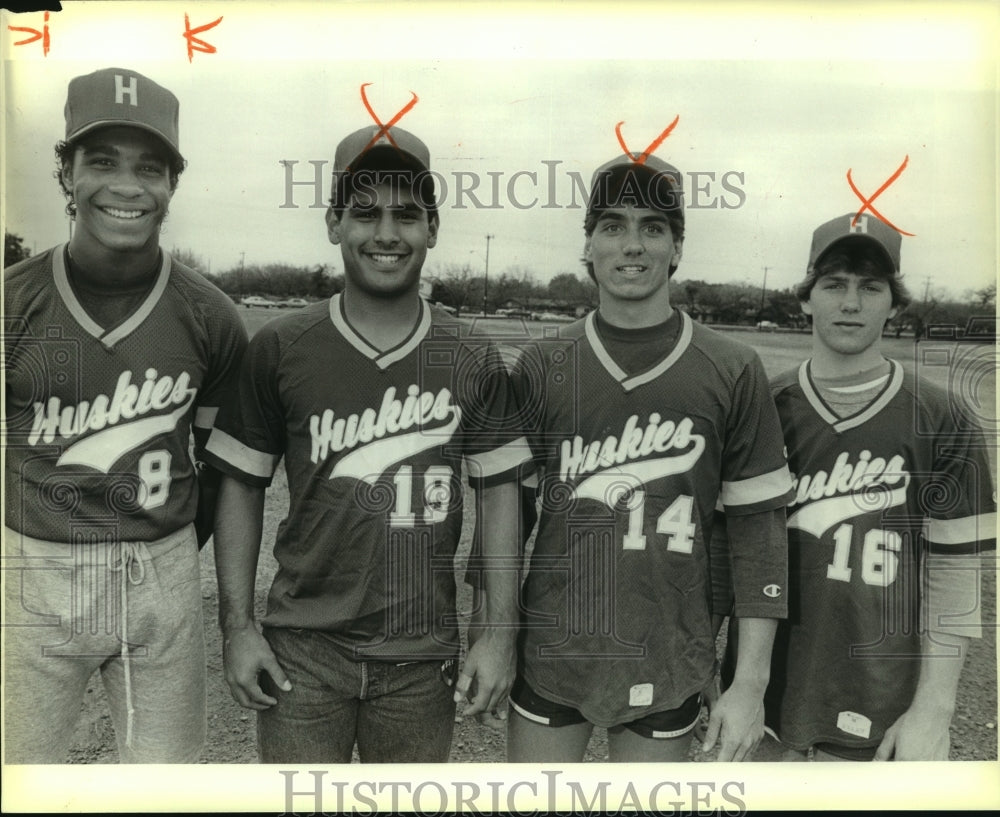 1986 Press Photo A quartet of Holmes High School baseball players - sas07769- Historic Images