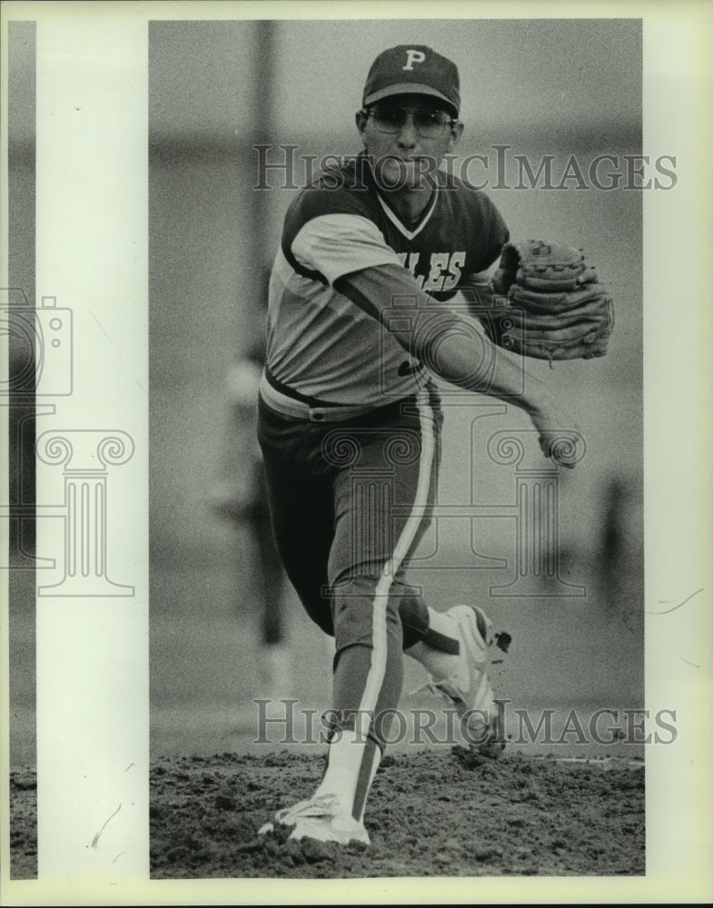 1988 Press Photo Mark Rodriguez, Pleasonton Baseball Pitcher - sas07864- Historic Images