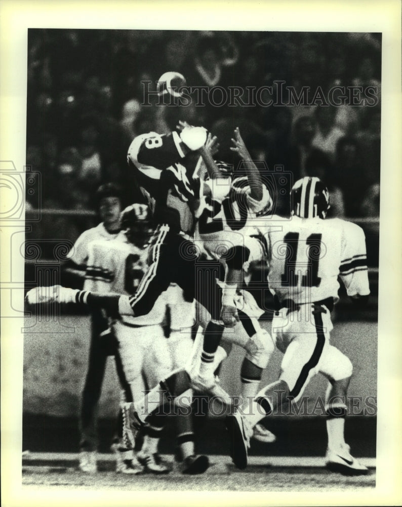 1983 Press Photo Marshall and Churchill High School Football Players at Game- Historic Images