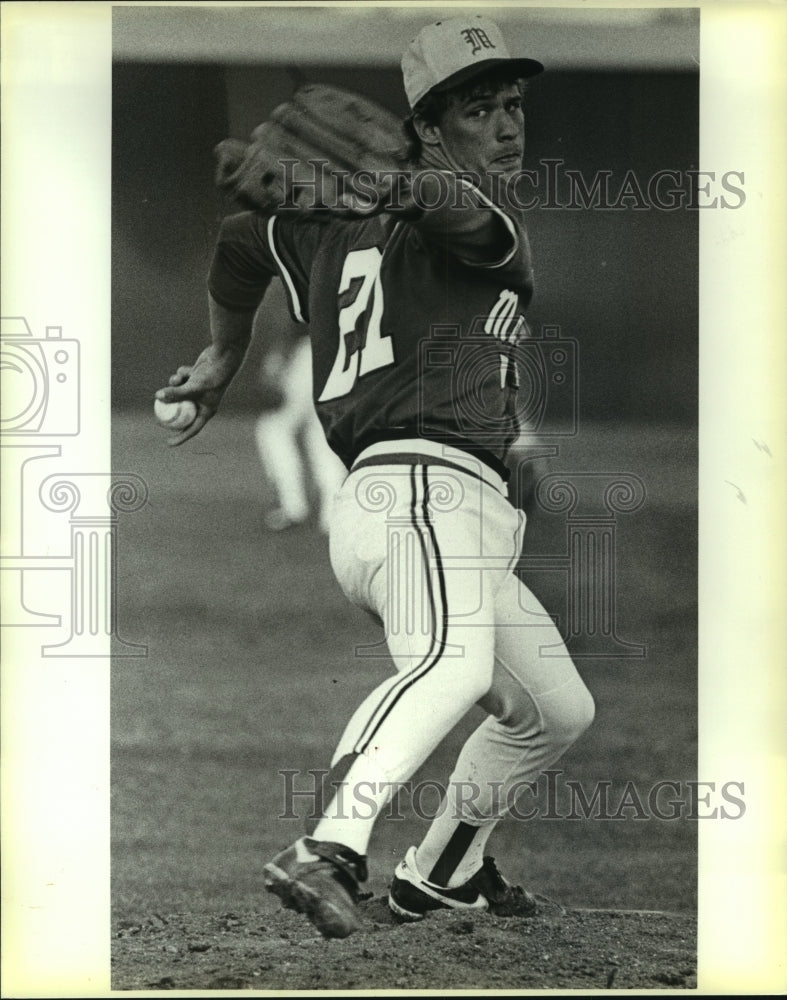 1986 Press Photo John Buckley, Madison High School Baseball Player at Game- Historic Images