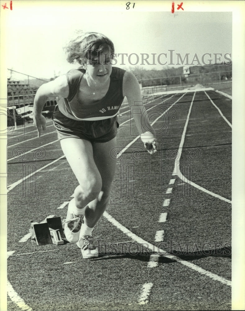 1988 Press Photo Kristen Dodson, Randolph High School Track Sprinter - sas07960- Historic Images
