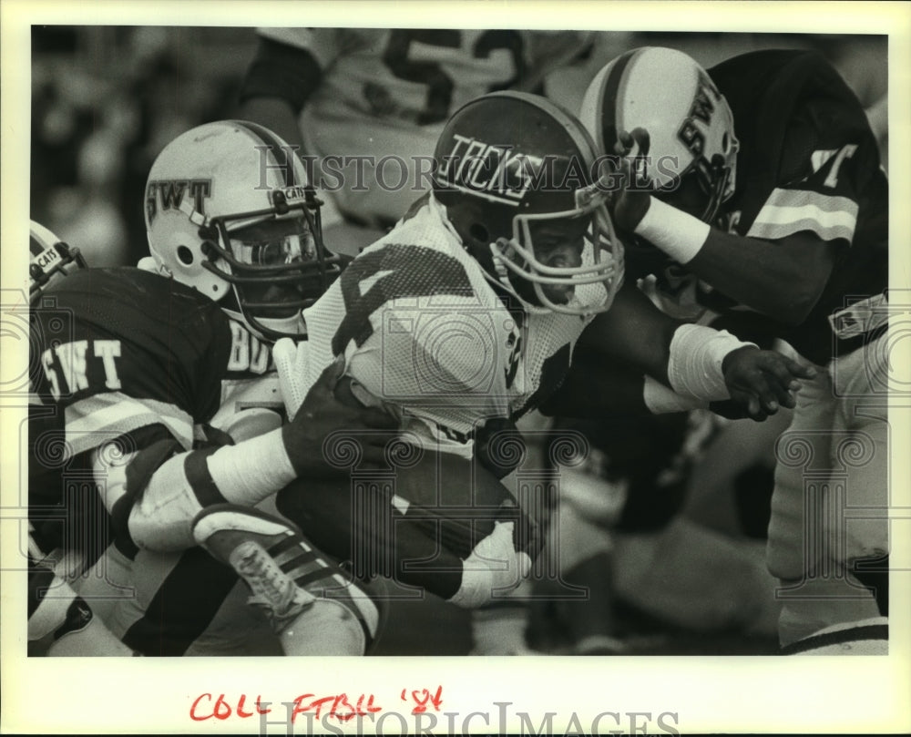 1984 Press Photo Jacks and Southwest Texas College Football Players at Game- Historic Images