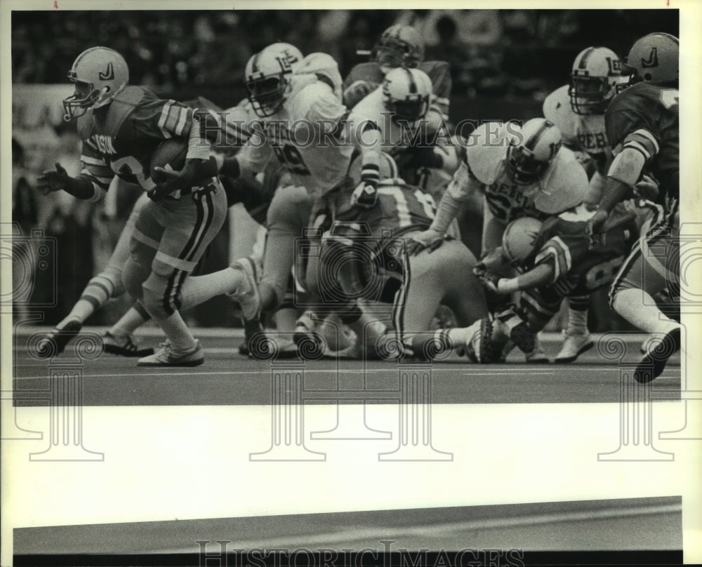 1983 Press Photo Judson and Dallas High School Football Players at Game- Historic Images