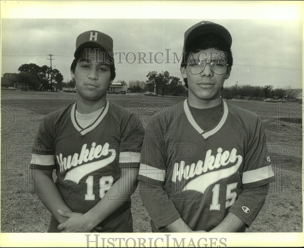 Press Photo Holmes Huskies Baseball Players Gus Aguirre and James Hernandez- Historic Images