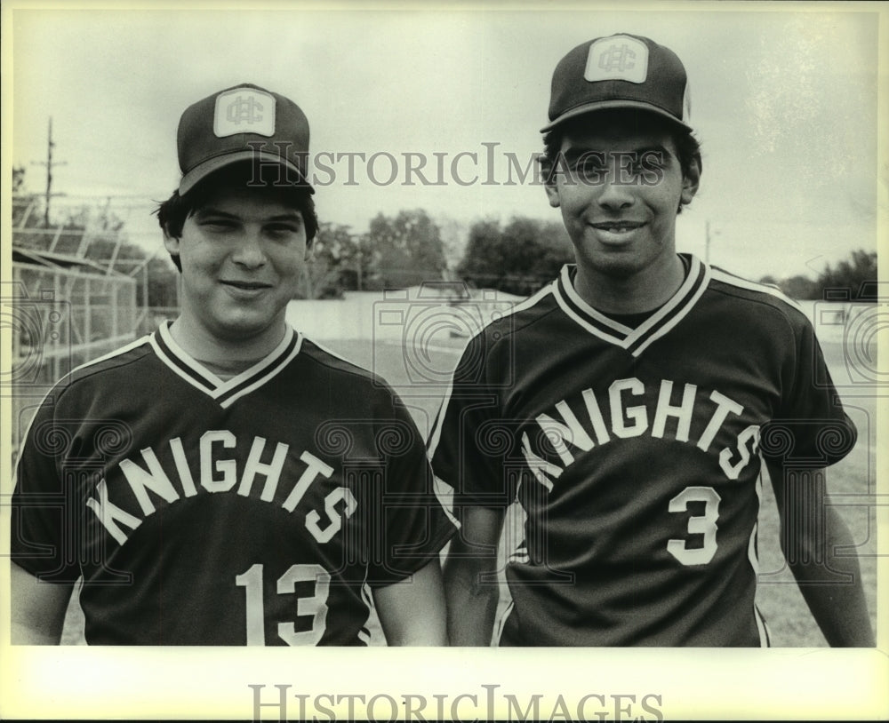 1986 Press Photo Homer Gutierrez, Holy Cross High School Knights Baseball Player- Historic Images