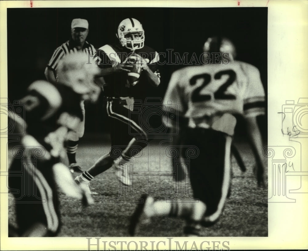 1983 Press Photo Marshall and Clark High School Football Players at Game- Historic Images