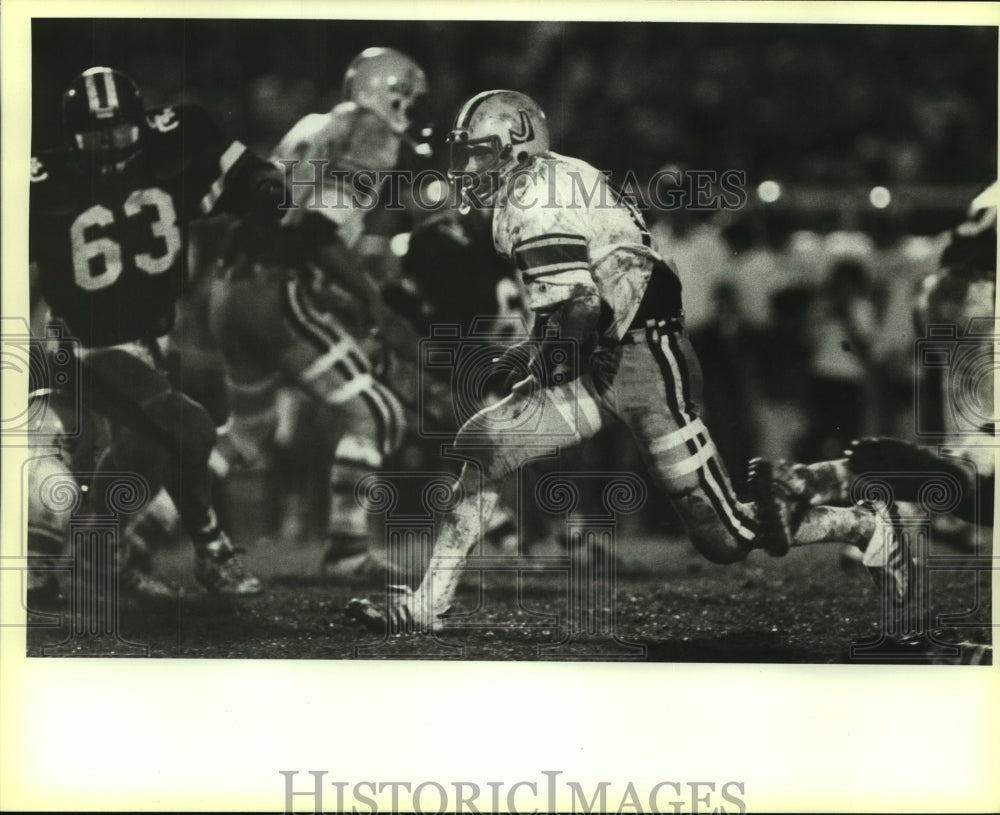 1984 Press Photo Judson and Churchill play high school football - sas08358- Historic Images