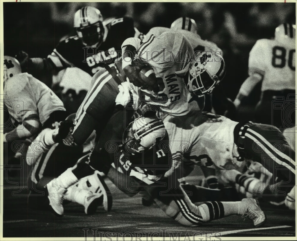 1984 Press Photo Madison football player Mitch Price in action vs. Highlands- Historic Images