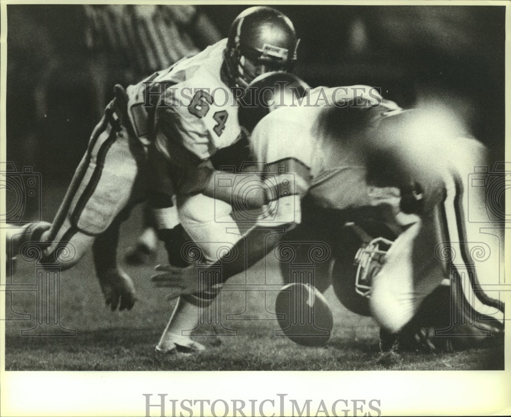 Press Photo High School Football Players at Game Fumble - sas08377- Historic Images