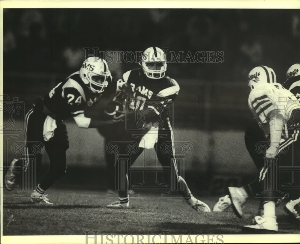 1983 Press Photo Marshall and Kennedy High School Football Players at Game- Historic Images