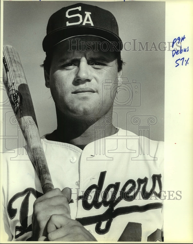 1985 Press Photo Jon Debus, San Antonio Dodger Baseball Team Catcher - sas08481- Historic Images