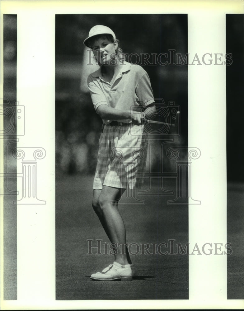 1988 Press Photo Golfer Kim Spencer at Women's Golf Riverside City Amateur Match- Historic Images