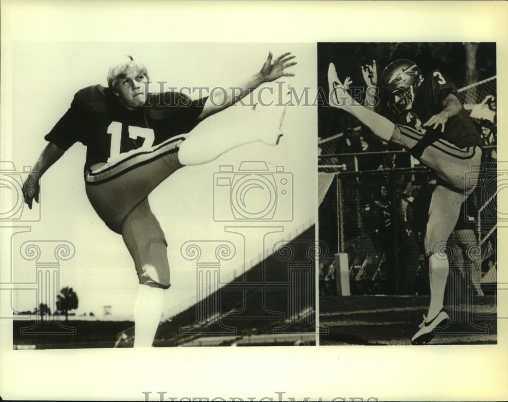 1980 Press Photo Florida State football kicker Bill Capece and punter Ron Stark- Historic Images