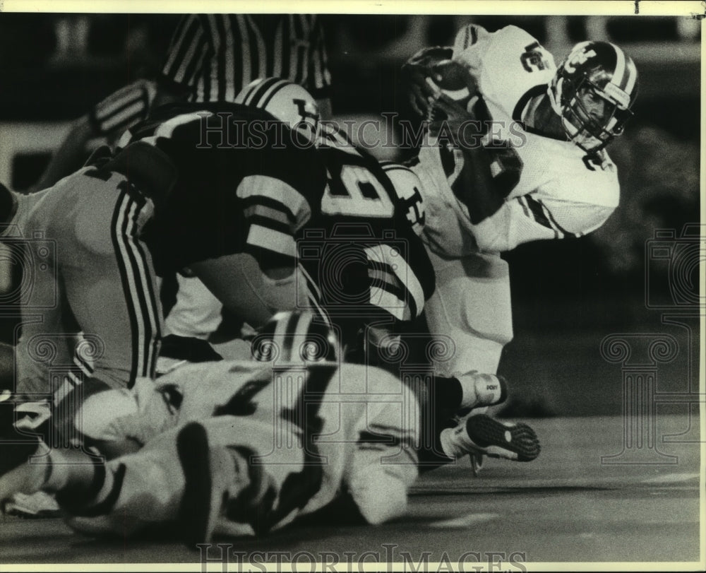 1985 Press Photo David Kollman, Churchil High School Football Player at Game- Historic Images