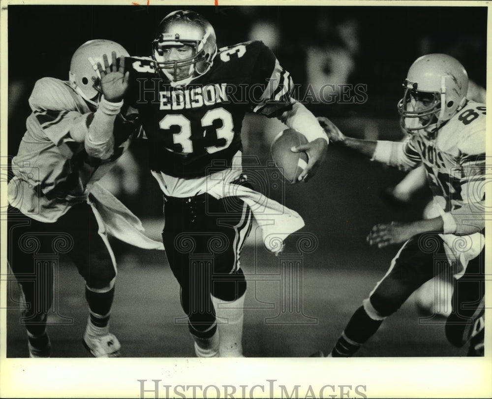 1985 Press Photo Terrell Washington, Edison High School Football Player at Game- Historic Images