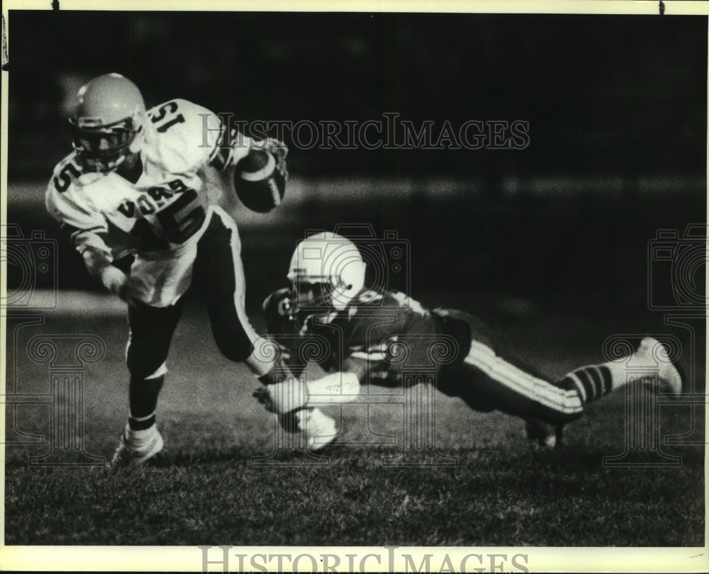 1985 Press Photo Edgewood and Lanier High School Football Players at Game- Historic Images