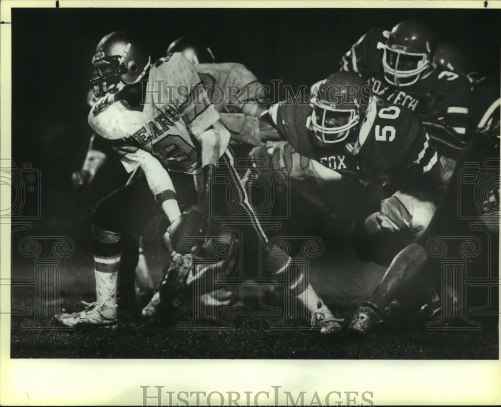 1985 Press Photo Edison and Fox Tech High School Football Players at Game- Historic Images