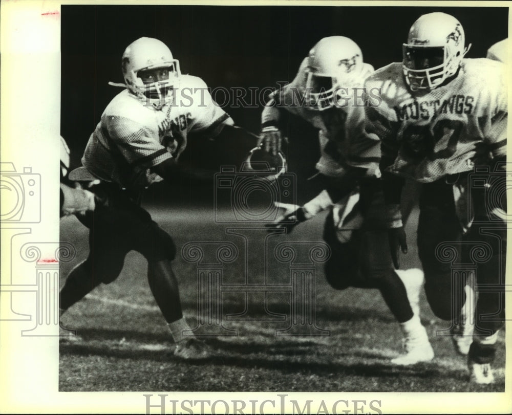 1985 Press Photo Jeff Simpson, Jay High School Football Quarterback at Game- Historic Images