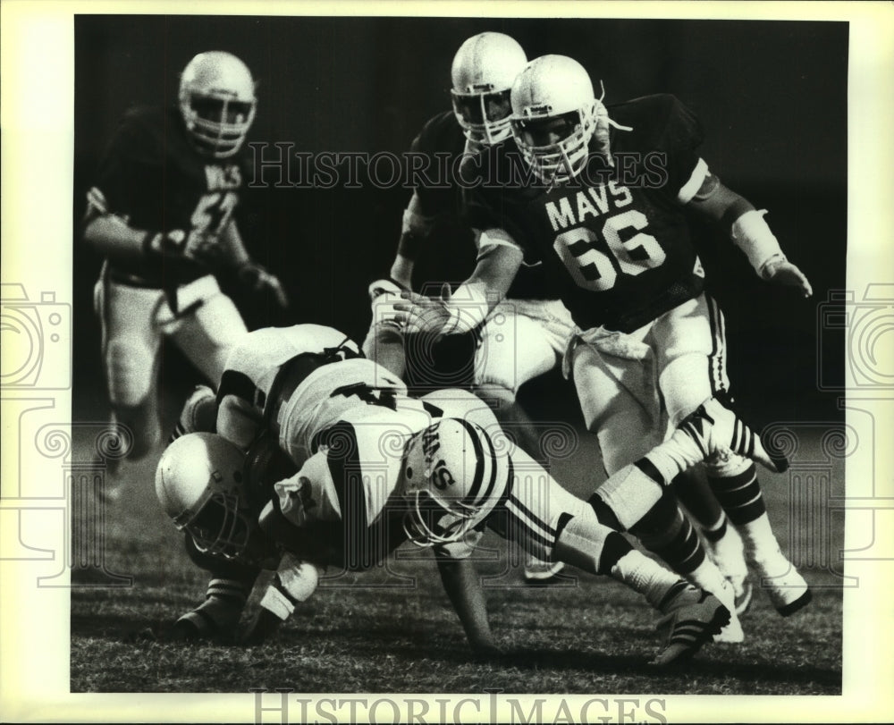 1984 Press Photo Madison and Marshall High School Football Players at Game- Historic Images