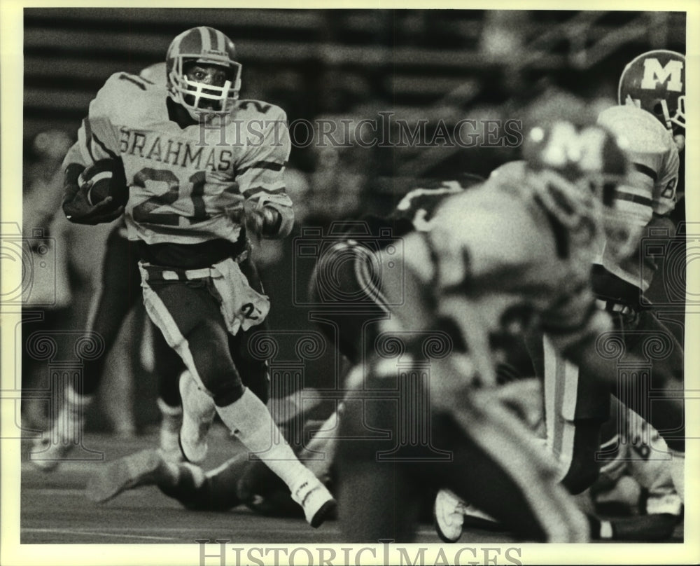 1985 Press Photo Brian Wiggins, MacArthur High School Football Game at Jefferson- Historic Images
