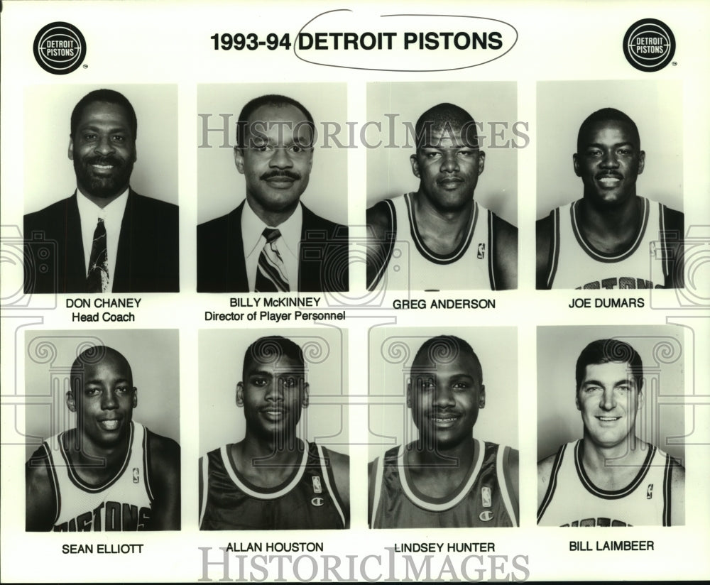 1993 Press Photo Don Chaney, Detroit Pistons Basketball Team Coach and Players- Historic Images