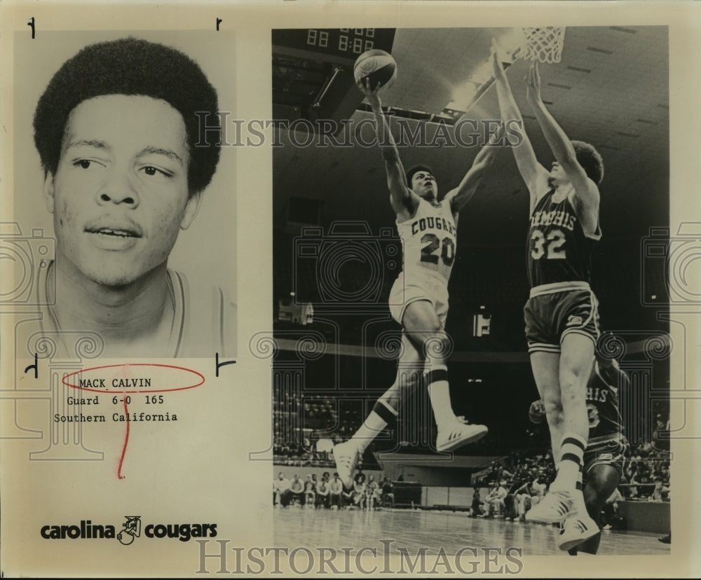 1973 Press Photo Mack Calvin, Carolina Cougars Basketball Player at Game- Historic Images