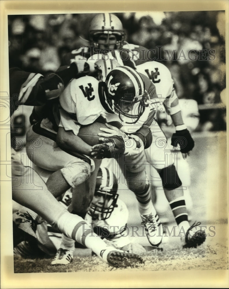 1982 Press Photo Winston Churchill High School Football Players at Game- Historic Images