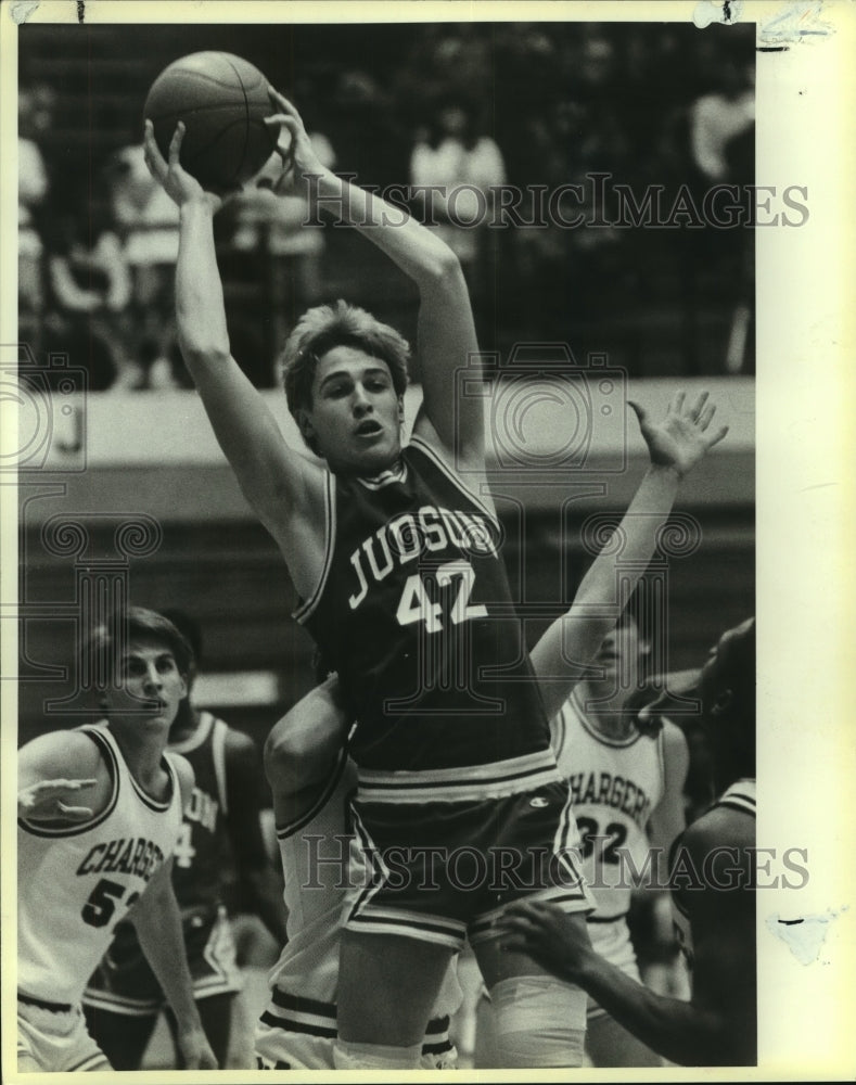 1986 Press Photo Greg Prescott, Judson High School Basketball Player at Game- Historic Images