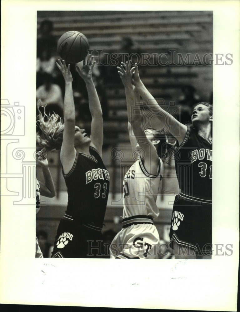 1992 Press Photo Austin Bowie High School Girls Basketball Players at Game- Historic Images