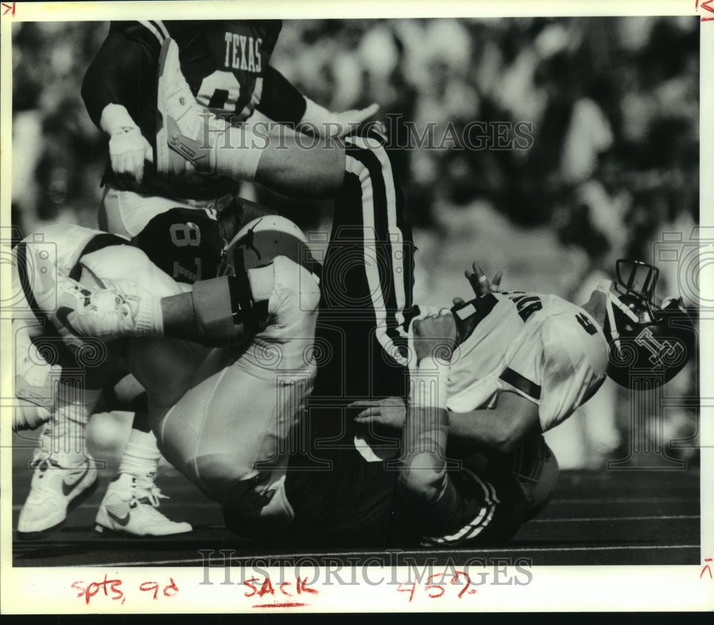 1989 Press Photo Texas Tech and Texas play college football - sas09683- Historic Images