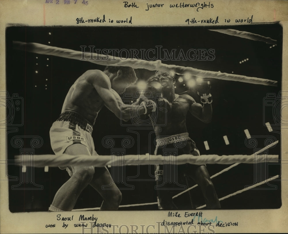 Press Photo Junior welterweight boxers Saoul Mamby and Mike Everett - sas09720- Historic Images