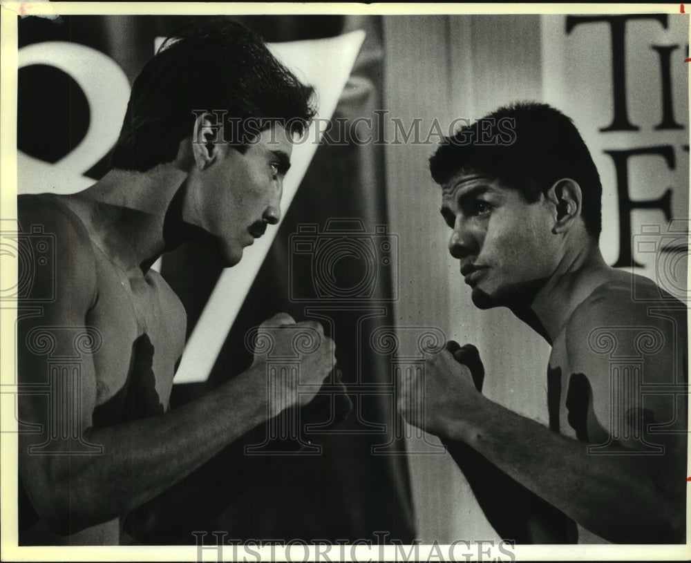 1987 Press Photo Boxers Louis Espinoza and Mike Ayala - sas09731- Historic Images