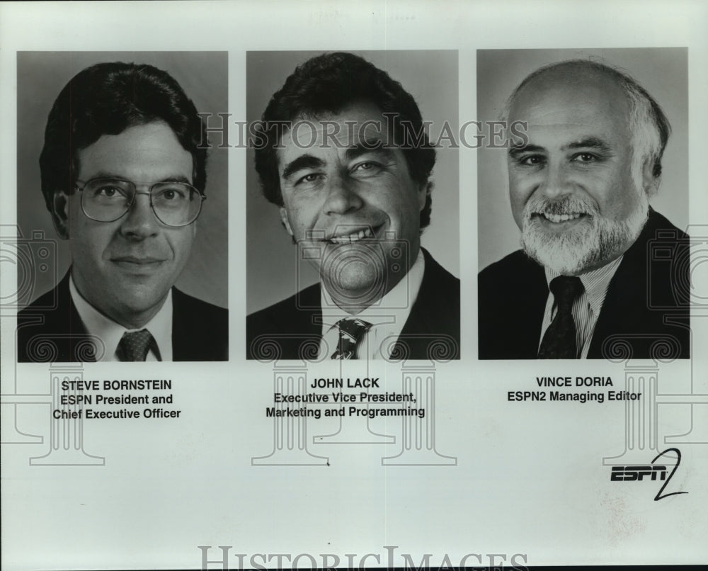 Press Photo ESPN executives Steve Bornstein, John Lack and Vince Doria- Historic Images