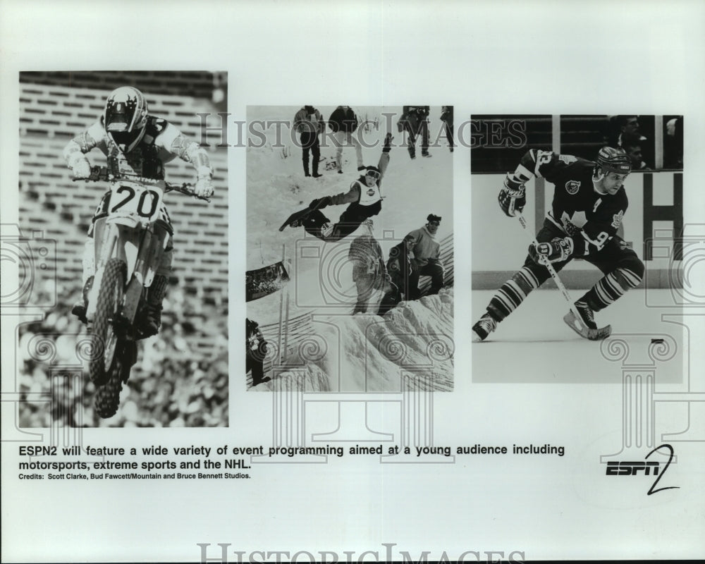 Press Photo The NHL, motorsports and extreme sports to be featured on ESPN2- Historic Images