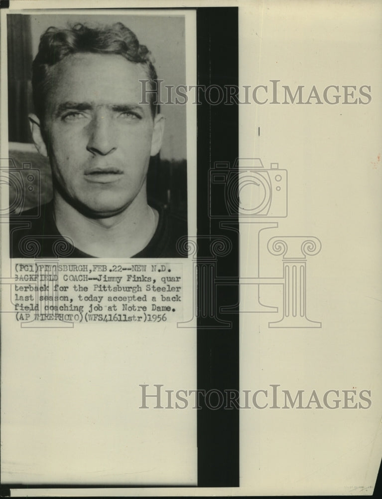 1956 Press Photo Jimmy Finks, Pittsburgh Steeler Football Quarterback- Historic Images