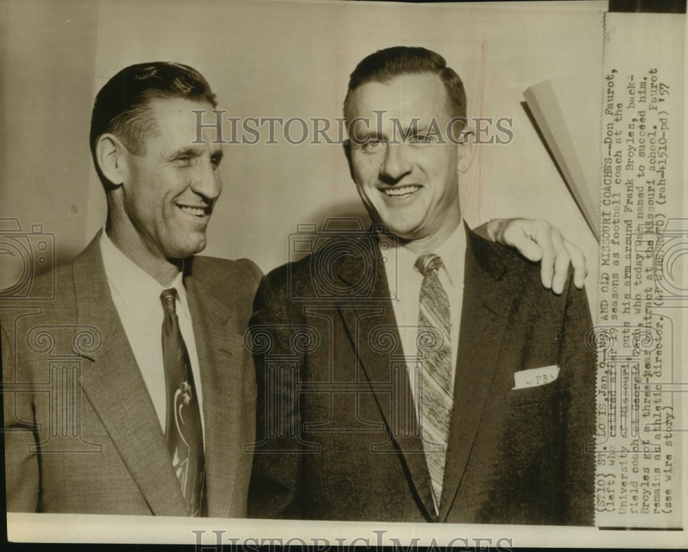 1957 Press Photo Don Faurot, University of Missouri Football Coach - sas10063- Historic Images