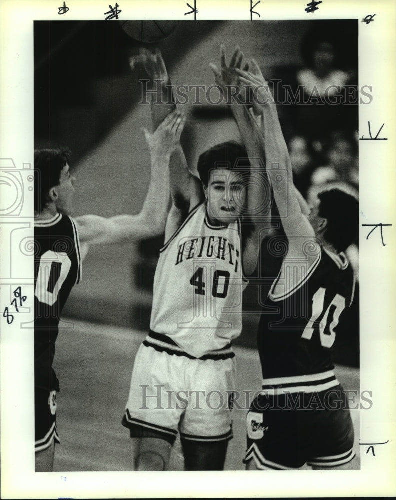 1990 Press Photo Alamo Heights and Clemens play high school basketball- Historic Images