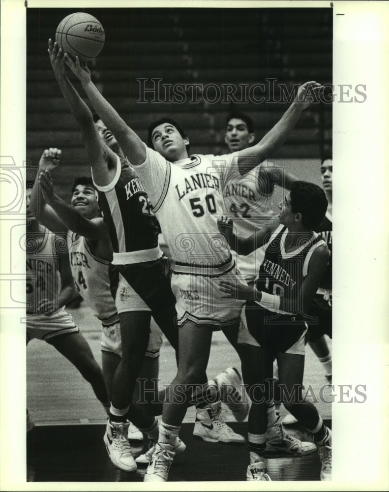 1989 Press Photo Lanier and Kennedy play boys high school basketball - sas10130- Historic Images