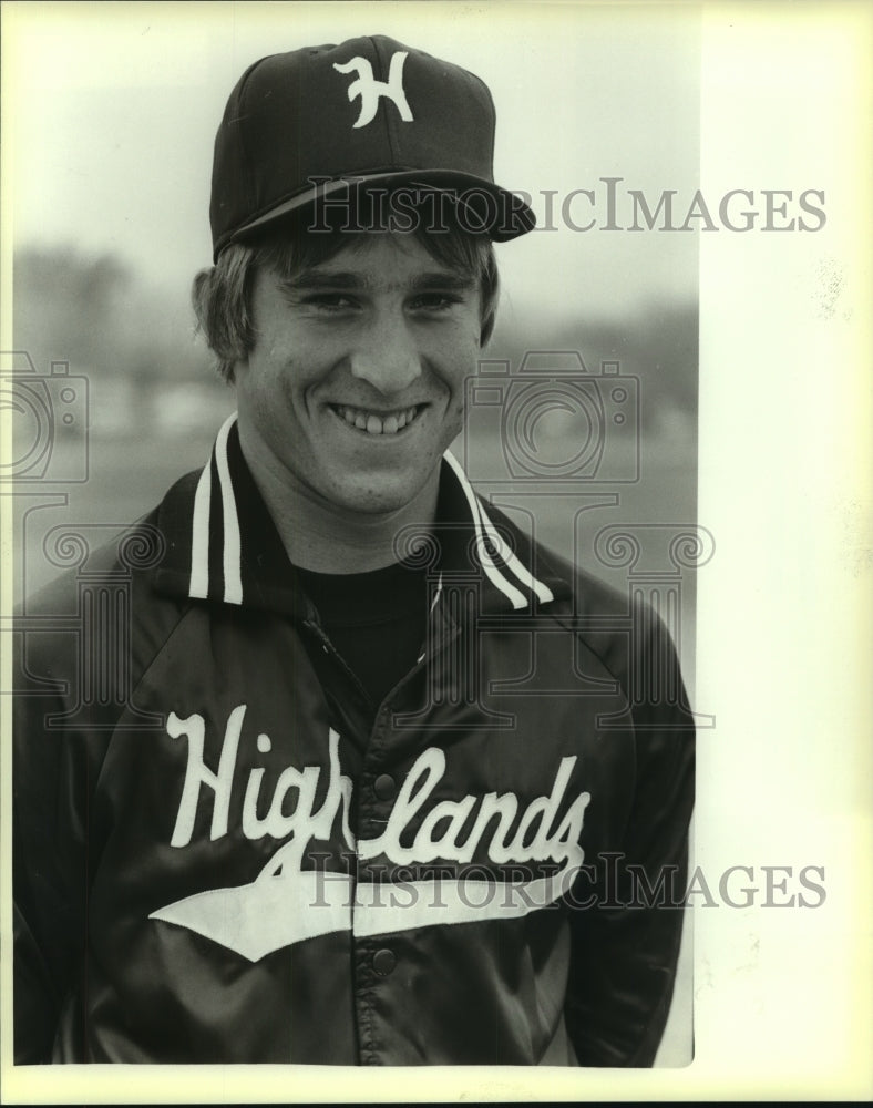 1985 Press Photo Highlands High baseball player James Harp - sas10181- Historic Images