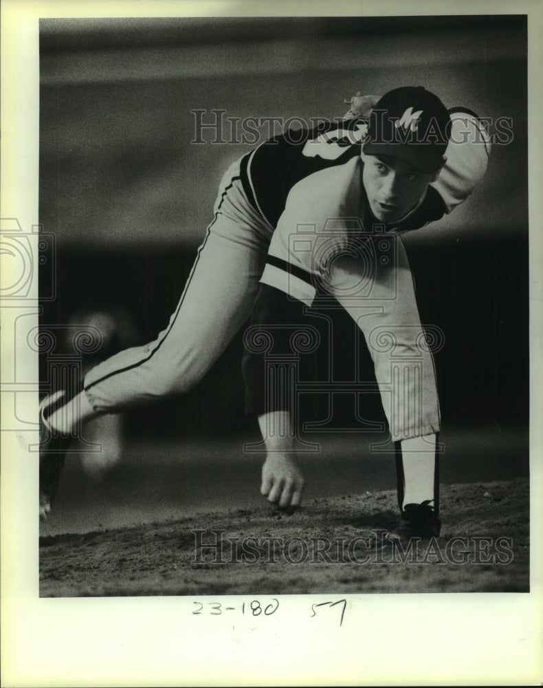 1984 Press Photo Marshall High baseball pitcher A.G. Addicks - sas10192- Historic Images