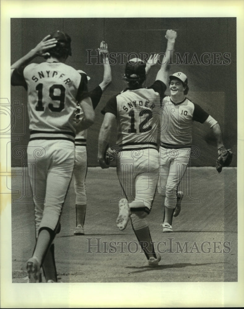 1983 Press Photo Snyder High baseball players celebrate a win - sas10203- Historic Images