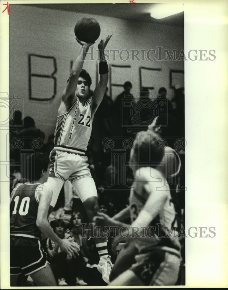 1985 Press Photo Clemens High basketball player Guy Watts in action - sas10259- Historic Images