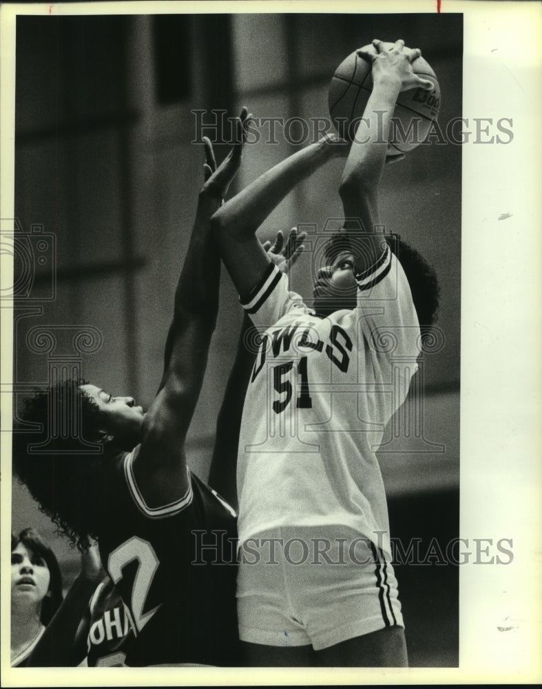 1985 Press Photo Highlands and Jay play girls high school basketball - sas10278- Historic Images